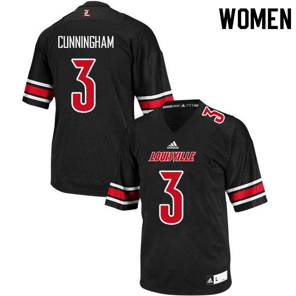 Women Louisville Cardinals #3 Malik Cunningham College Football Jerseys Sale-Black - Click Image to Close